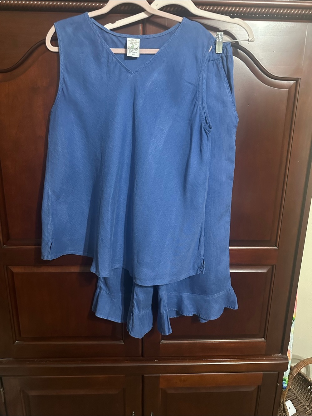 Sleeveless Royal Blue Skirt Set - Lightweight Layered Two-Piece